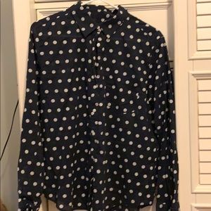 💚Ann Taylor polka dot blouse size large